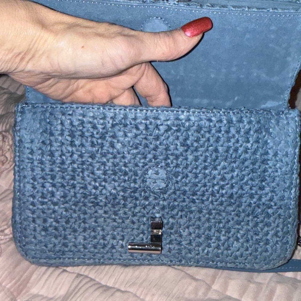 Sandro Light Blue Woven Shoulder Bag - Picture 14 of 16